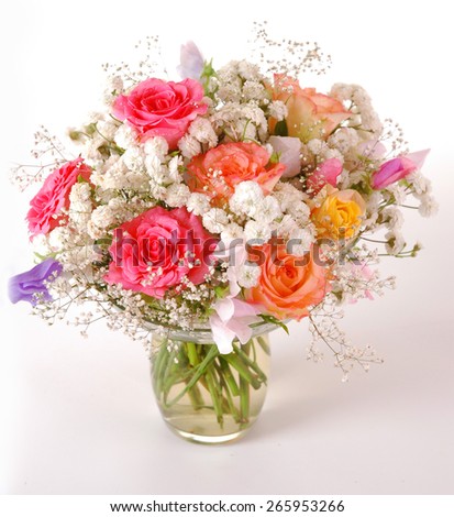 Bouquet of beautiful multicolored roses, a studio photo