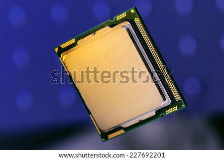 Computer processor with no contacts on the blue background