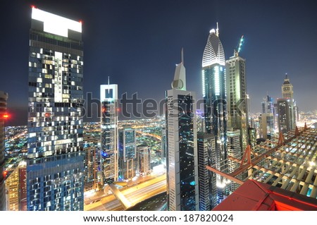DUBAI, UAE - FEBRUARY 20 - The tall towers of Sheikh Zayed Road showcase much of Dubai\'s modern architectural developments 20 years ago it was only a desert here. Picture taken on February 20, 2013.