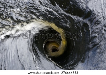 Water swirl upstream a open floodgate, picture from the North of Sweden.