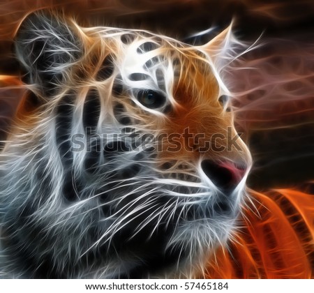 Logo Design Lion on Fractal Design Of A Siberian Tiger Stock Photo 57465184   Shutterstock