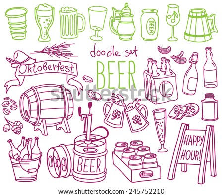 Set of doodles hand drawn rough simple beer and brewery theme sketches various kinds of beer Vector isolated on white background for cafe menu fliers chalkboard Set of doodles hand drawn rough simple beer and brewery theme sketches various kinds of beer Vector isolated on white background for cafe menu fliers chalkboard