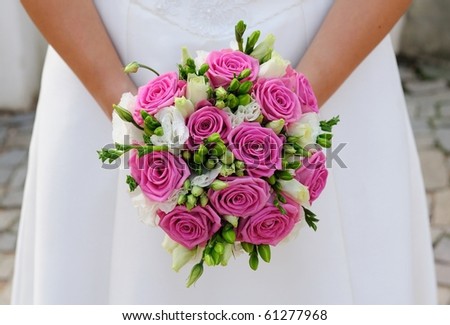 stock photo Bride holding wedding bouquet