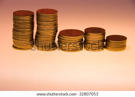 Stacks of Australian coins