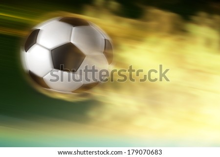 Soccer football in action of fast shooting.