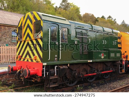 A Restored 1962 Diesel Shunting Train Engine (Class 08) at Okehampton Station on Dartmoor, Devon, England, UK