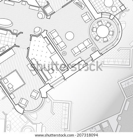 Architectural background.Vector flat projection with furniture Part of detailed architectural plan architectural project technical project construction plan Architectural background.Vector flat projection with furniture Part of detailed architectural plan architectural project technical project construction plan