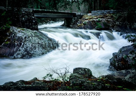 Rushing River and Small Waterfall/Snow Melt River/