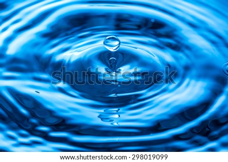 Close up shot Water drop and water rippled