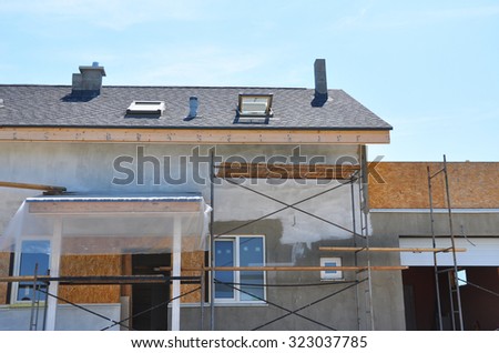 Construction or Repair of the Rural House with Skylights, Ventilation, Eaves, Windows, Garage, Doorway, Chimney, Roofing, Fixing Facade, Insulation, Plastering and Using Color.