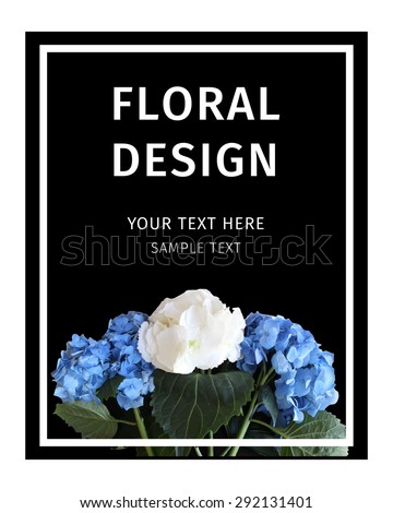 Floral Card with Flowers Hydrangea . Frame for Boutique. Summer Elements for Poster, Flyer, Invitation, Placard, Book Cover Design. Spring vector  Illustration background