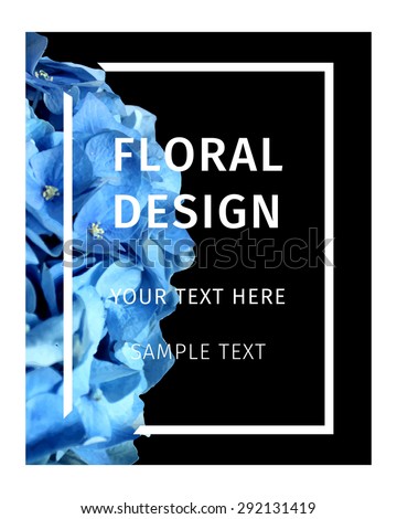 Floral Card with Flowers Hydrangea . Frame for Boutique. Summer Elements for Poster, Flyer, Invitation, Placard, Book Cover Design. Spring vector  Illustration background