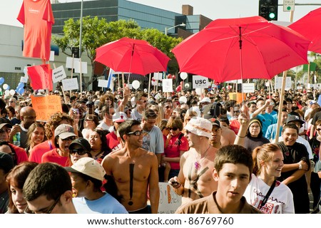 WEST HOLLYWOOD, CA - OCTOBER 16: Thousands Of Marchers Walk Through The ...