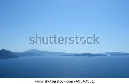 Greece resort island Santorini with mountains and sea