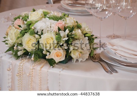 stock photo wedding roses on the table