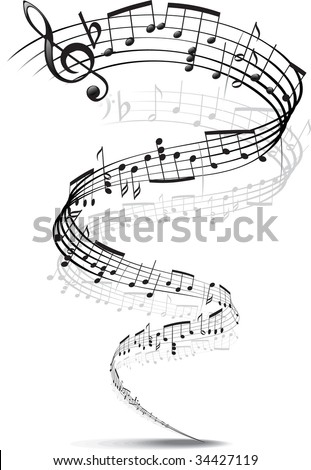 stock vector : music notes twisted into a spiral