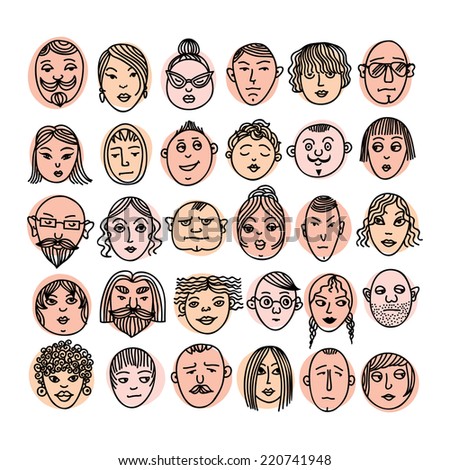 Cartoon vector set. People faces.