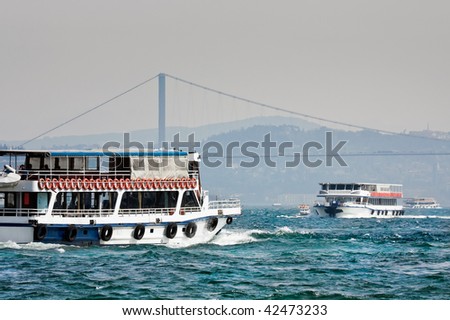 The passenger ships in passage Bosporus, Istanbul, Turkey