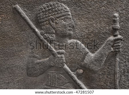 Bas-relief of the ancient soldier - an exhibit from Museum of Anatolian Civilizations, Ankara, Turkey