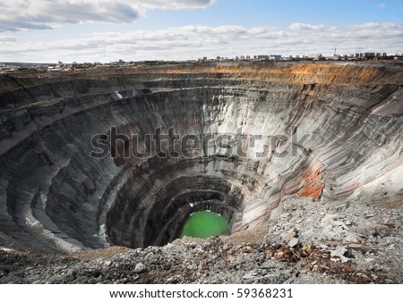 Here diamonds were extracted. The Mir mine (kimberlite diamond pipe \