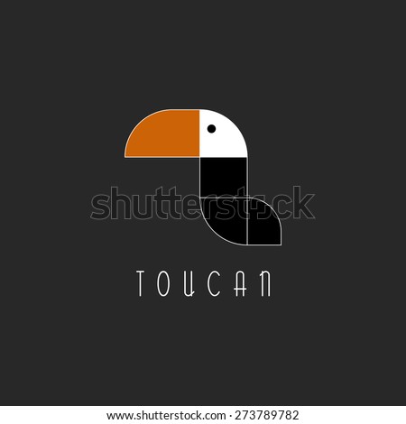 Toucan bird logo, mockup graphic shape for print, tropical animal