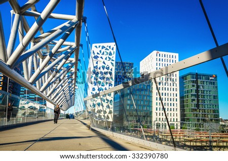 OSLO, NORWAY - 21 JUNE, 2015: View of modern business architecture in the center of Oslo, Norway