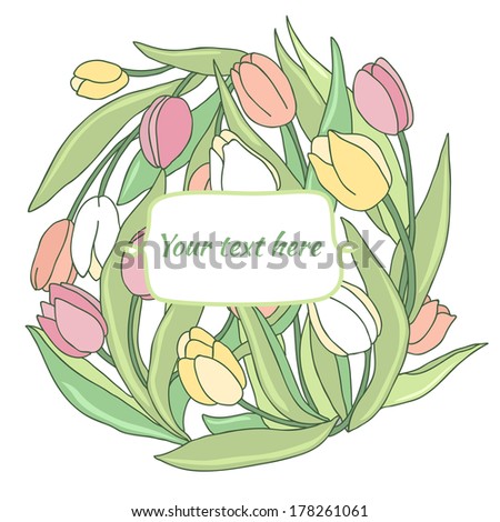 Spring flowers tulips congratulation in vector