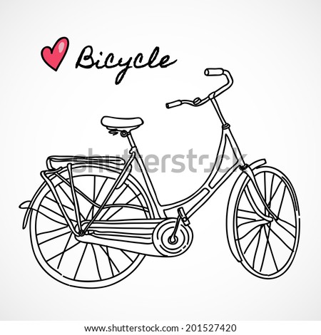 Cute hand drawn bicycle in Amsterdam European street sport hipster style