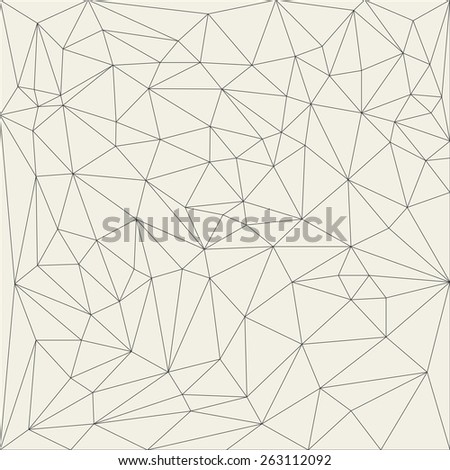 Irregular abstract linear grid triangle. Reticulated monochrome texture pattern illustration