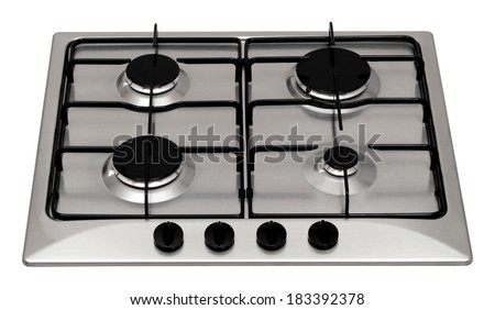Stainless steel gas hob isolated on white