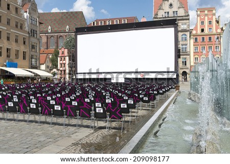 WROCLAW, POLAND - AUGUST 3: Empty cinema before the evening show as part of New Horizons Cinema, Poland\'s Largest Art House Cinema on 3 August 2014 in Wroclaw, Poland.