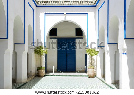 MARRAKESH, MOROCCO- AUGUST 24, 2014:  Interior of El Bahia Palace on 24 August 2014 in Marrakesh, Morocco. The Palace is an example of Eastern Architecture from the 19th century.