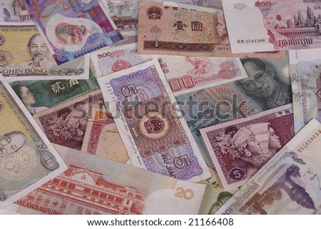Money Of Asia. Banknotes from China, Macau, Vietnam, HongKong, Cambodia, Philippines