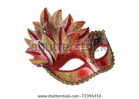 Red-gold Venetian mask isolated on white