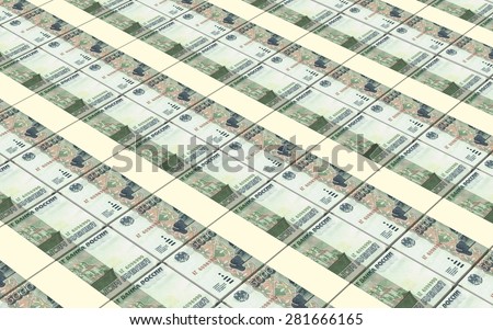 Russian money bills stacks background.