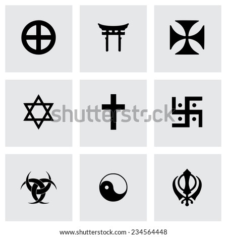 Vector religious symbols icon set on grey background