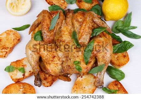 Chicken on Bread With Herbs and Lemon
