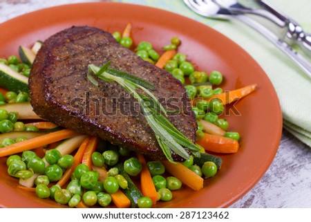 Beef Sirloin Steak with Vegetables
