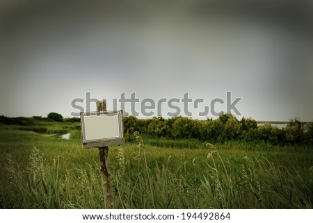 blank signpost in the nature countryside, can write what you want, custom