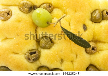 focaccia with olives ,focaccia is flat oven baked Italian bread