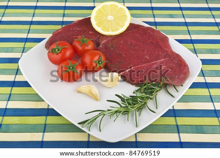 raw  horse meat in the plate