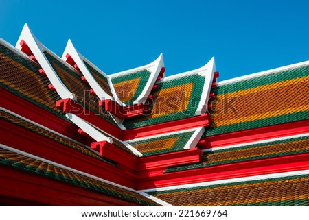 Temple roof tiles in Thailand