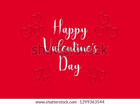 Happy Valentine\'s Day title with hearts on red background.