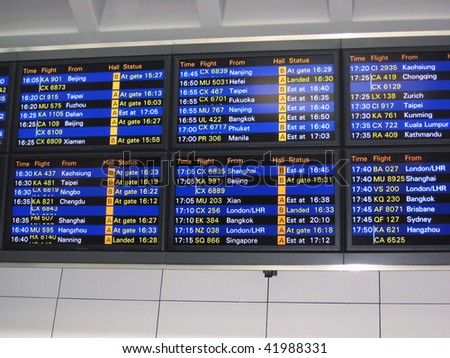Hong kong airport, arrival board