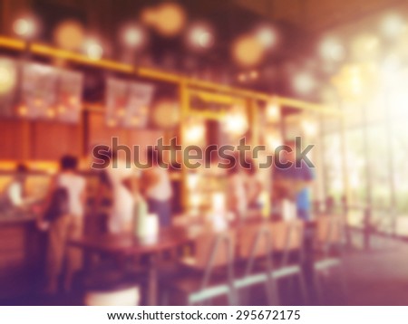 Bokeh lighting in coffee shop ,Blurred background