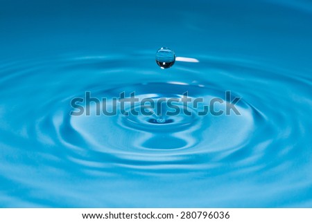 Falling water drop with splash background
