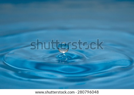 Falling water drop with splash background