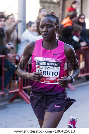 Participant Number 7, 1st women classificated (Faith Jeruto) on the Mitja Marato Granollers 2014, celebrated on 2nd of February of 2014