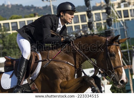 BARCELONA, SPAIN - OCTOBER 11: Rider at the 103rd CSIO event at the Real Club de Polo Barcelona, on October 11, 2014, in Barcelona, Spain.