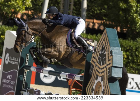 BARCELONA, SPAIN - OCTOBER 11: Rider at the 103rd CSIO event at the Real Club de Polo Barcelona, on October 11, 2014, in Barcelona, Spain.